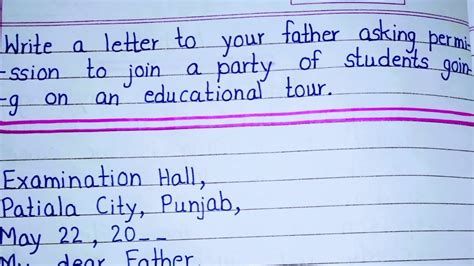 Letter To Your Father Asking Permission To Join A Party Of Students