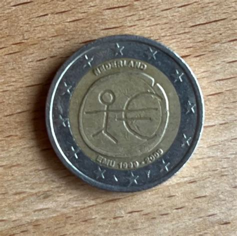 2 EURO MÜNZE Nederland Strichmännchen EMU 1999 2009 Sehr selten EUR 700