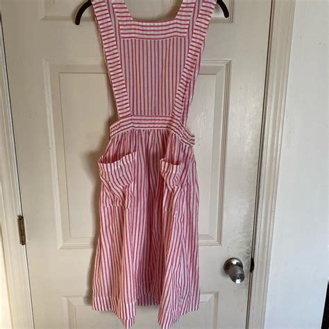 Vintage Striped Candy Striper Pinafore Dress In Depop