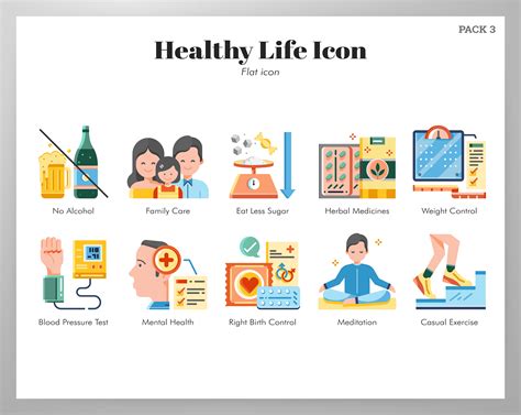 Healthy Life Icons Flat Pack Vector Art At Vecteezy