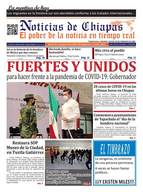 Peri Dico Noticias De Chiapas Edici N Virtual Jueves De Febrero De