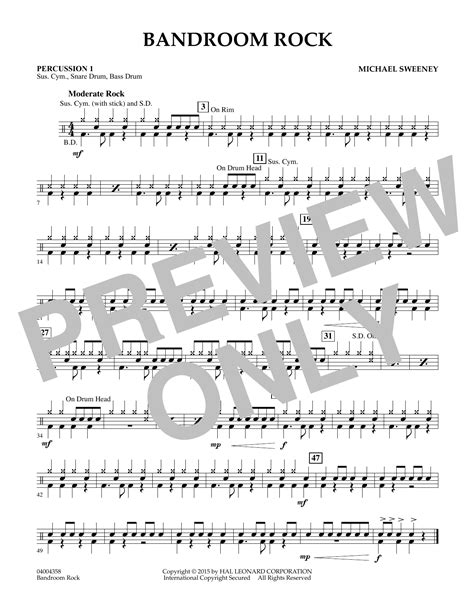 Bandroom Rock Percussion 1 By Michael Sweeney Sheet Music For Concert