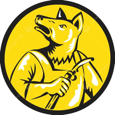 Dingo Dog Welder Circle Retro Artwork Welding Canis Lupus Dingo Vector