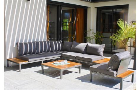 Salon De Jardin Bas NAGANO En Teck FSC Et Aluminium Anthracite 6