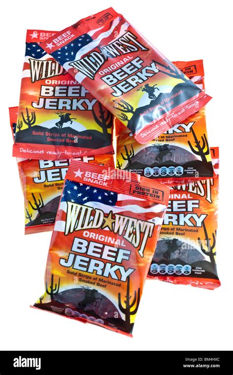 Six Bags Of Wild West Original Beef Jerky Stock Photo Alamy