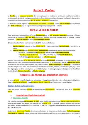 Cas Pratique Droit De La Famille La Filiation Td Droit De La