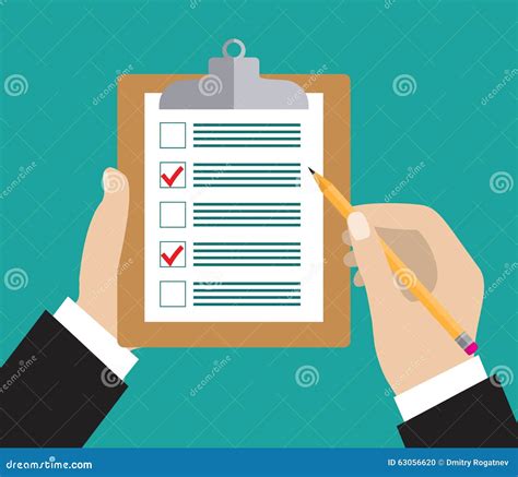 Hand Holding Clipboard With Checklist And Pencil Stock Vector