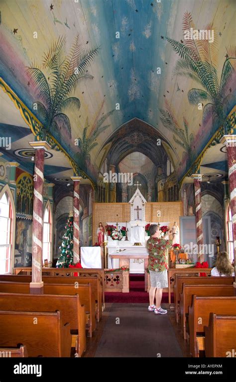 The painted interior of Saint Benedict Catholic Church located in ...