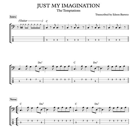 Just My Imagination The Temptations Bass Transcription Score And Tab Lesson Edson Renato