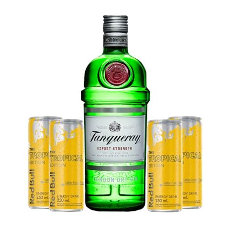 Combo Gin Tanqueray 750ml 4 Red Bull 250ML Frutas Tropicais Summer