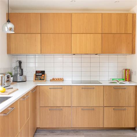 Ikea Ekestad Oak Veneer Kitchen Units With White Worktops And Tiles