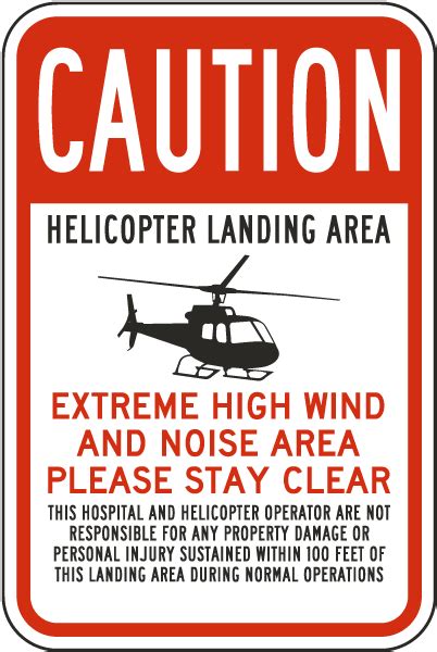 Caution Helicopter Landing Area Sign Free Shipping Over