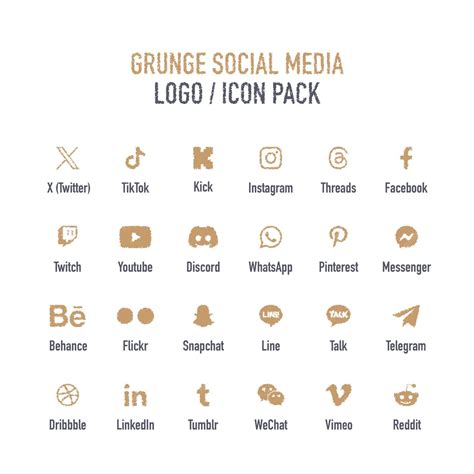 Premium Vector | Grunge social media icon pack new social media logos ...