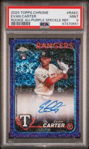 2024 Topps Chrome Evan Carter Purple Speckle Auto 299 Psa 9 EBay