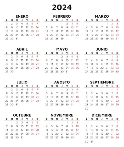 Premium Vector 2024 Spanish Calendar Simple Vector Template