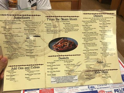 Menu at Captain Billy's Crab House restaurant, Popes Creek