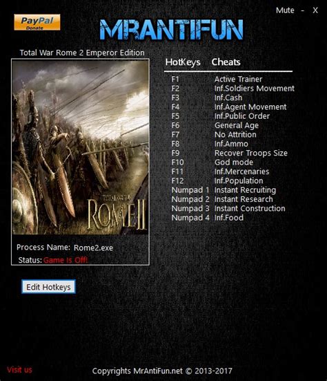 Total War Rome 2 Emperor Edition Trainer 15 V2 3 0 Build 18462