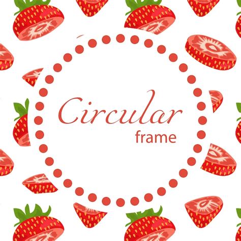 Premium Vector Round Frame With A Strawberry Pattern On The