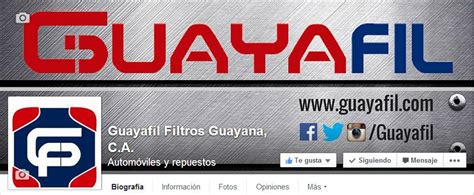 Visita nuestra página en Facebook Guayafil Filtros Guayana