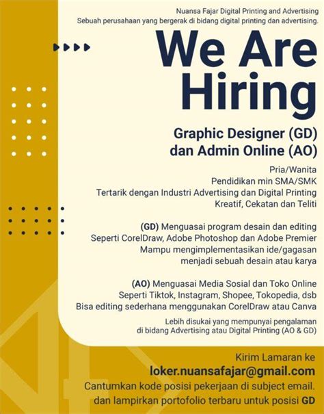 Lowongan Kerja Graphic Designer Admin Online Di CV Nuansa Fajar