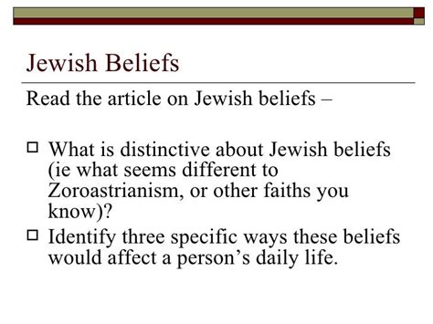 Judaism – beliefs 2