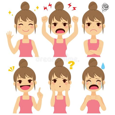 Woman Expressions Set Stock Vector Illustration Of Attractive 52421156