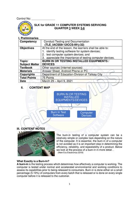 CSS11 Q3 Wk5 6 Computer System Servicing Control No