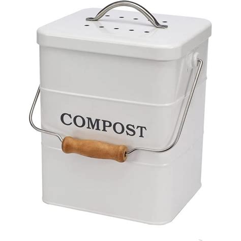 Poubelle À Compost En Acier Au Carbone Pour Comptoir De Cuisine 6 L