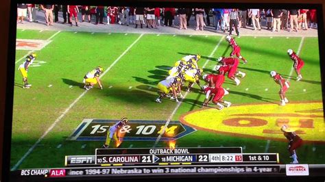 Clowney Big Hit On Running Back Carolina Vs Michigan Outback Bowl 2013