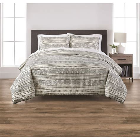 Better Homes And Gardens 3 Piece Full Queen Textured Stripe Comforter Set Gray