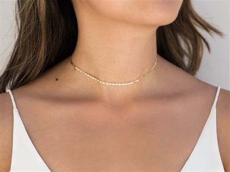 Thin Gold Choker Dainty Gold Choker Necklace Statement Etsy