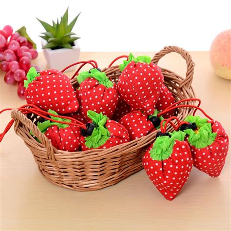 Strawberry Grocery Bag 10l Storage Bag Foldable Large Capacity Reusable Eco Friendly With Handle