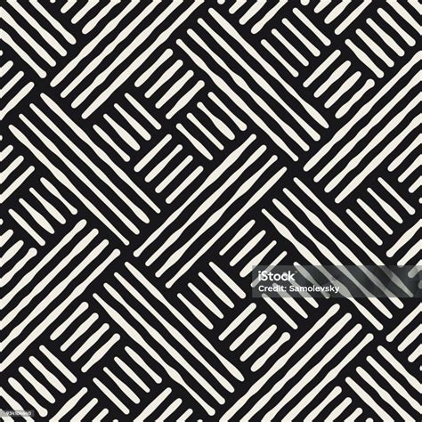 Hand Drawn Striped Seamless Pattern With Brushstrokes Tiling Abstract