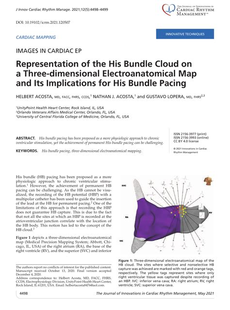 Pdf Representation Of The His Bundle Cloud On A Three Dimensional