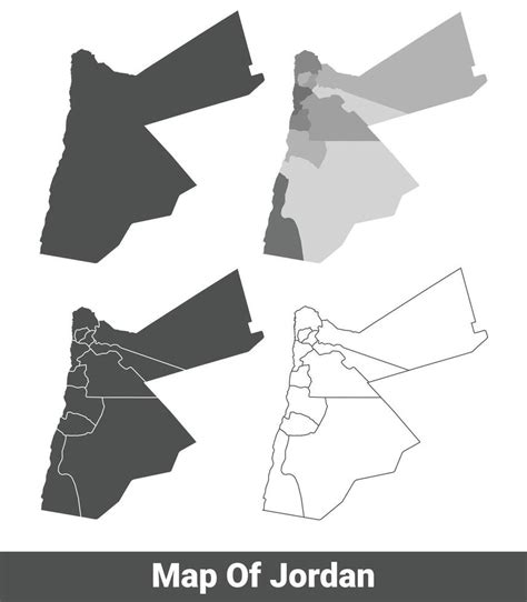 Collection Of Jordan Country Grey Political Maps Set With Border