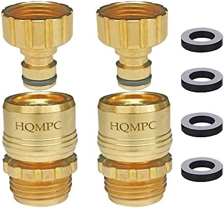 HQMPC Garden Hose Quick Connect Solid Brass Quick Connector Garden Hose