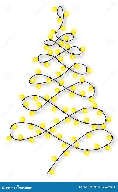 Christmas Lights String Isolated On White Background Vector Stock