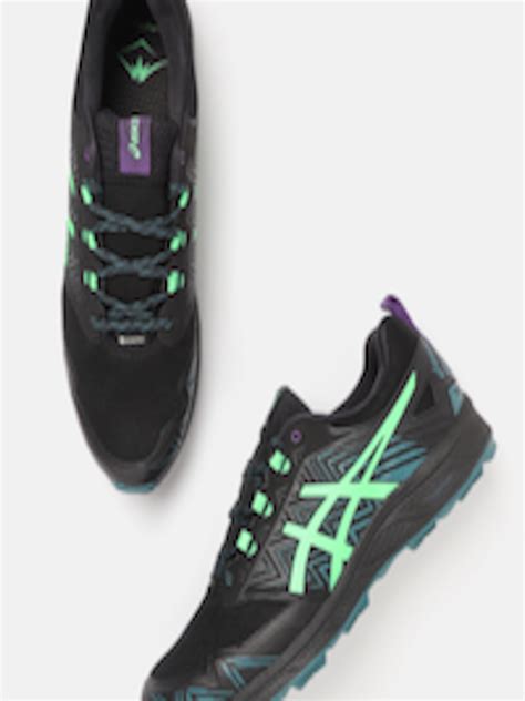 Buy ASICS Men Black & Green Woven Design Gel FujiSetsu 3 G TX Running ...