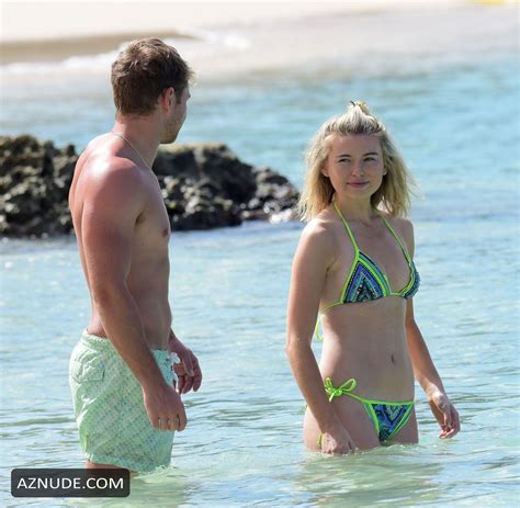 Georgia Toffolo Spotted On The Beach In A Tiny Green Bikini While On Holiday In Barbados AZNude