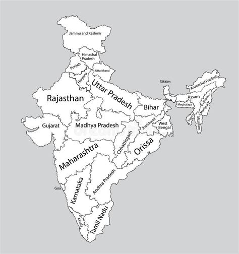 Detailed Map of India stock vector. Illustration of kashmir - 9297115