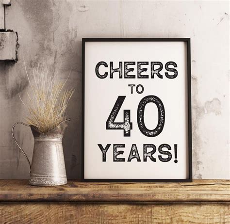 40th Birthday Decoration For Men Cheers To 40 Years Sign Etsy In 2020