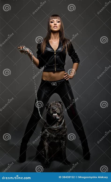 Femme Sexy Avec Le Chien Photo Stock Image Du Femelle 38438152