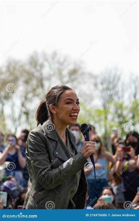 Congresswoman Alexandria Ocasio-Cortez Speaking at an Earth Day Event ...