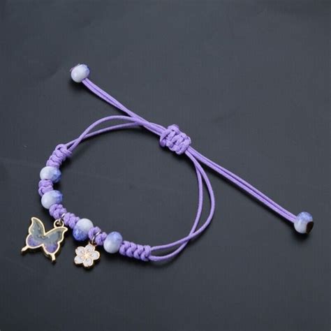 Adjustable Butterfly Flower Pendant Bracelets Fashion Braided Rope