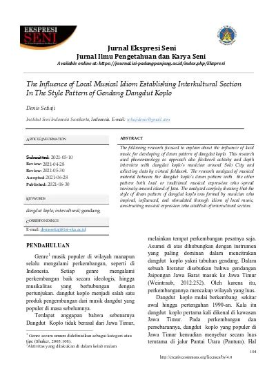 Jurnal Ekspresi Seni Jurnal Ilmu Pengetahuan Dan Karya Seni Available