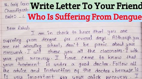 Letter To Your Friend Who Is Suffering From Dengue Advising Friend To