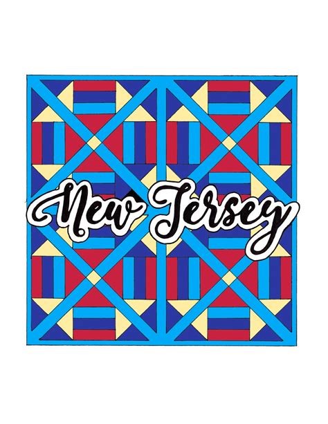 New Jersey Quilt Block Quilt Square Wall Art Quilt Block Print Quilt