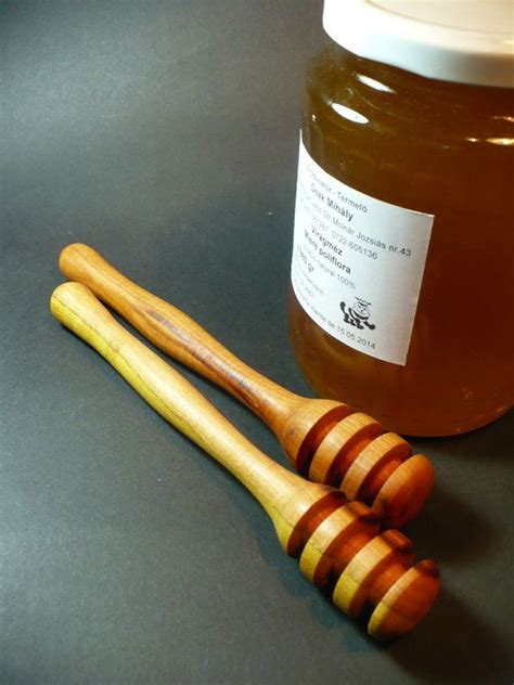 High Decorative Wooden Honey Dippers Hand Turned Honey Dipper Handmade Dipper For Honey Plum