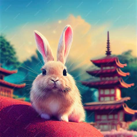Premium Photo Cute Rabbit In Chinese Scenary