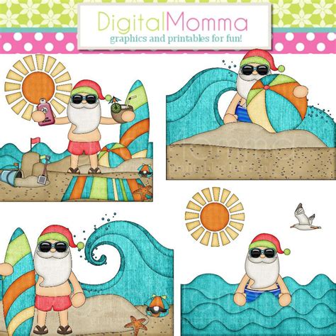 Beach Santa Cliparts for a Fun and Festive Christmas